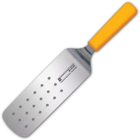 8" Turner, Perforated, Yellow Handle