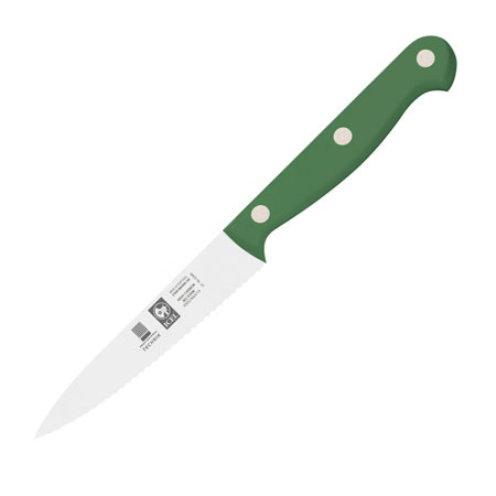 4" Paring Knife, Wavy Edge, Green