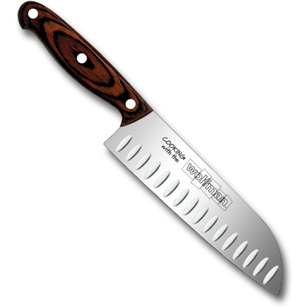 7" SANTOKU Knife, Granton Bladewith Wolfman Logo