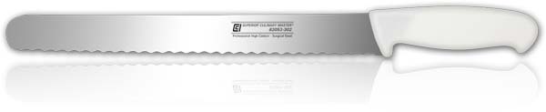 12"Slicer-Scalloped, WhiteAnti-Slip Handle