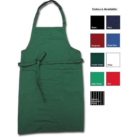 Bib Apron, Burgundy with 2 Pockets & adjustable neck band