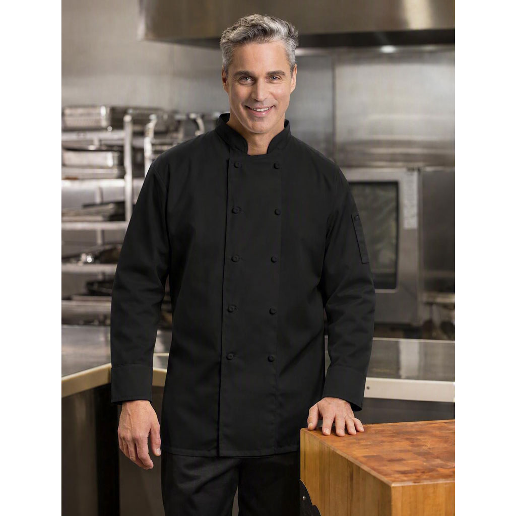 Chef Jacket with Cloth Covered Buttons, 65% Polyester/35% Cotton
