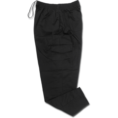 Black Cargo Chef Pants with Drawstring