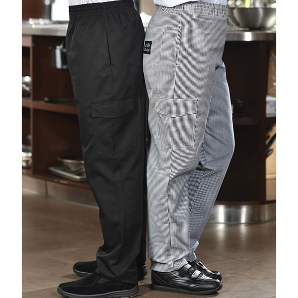 Black Cargo Chef Pants with Drawstring #2