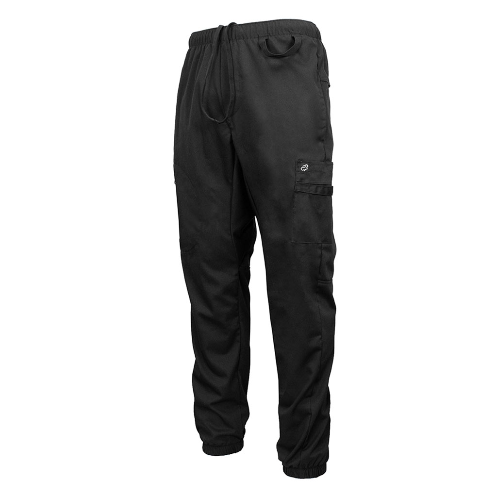 Black Jogger Chef Pants with Drawstring
