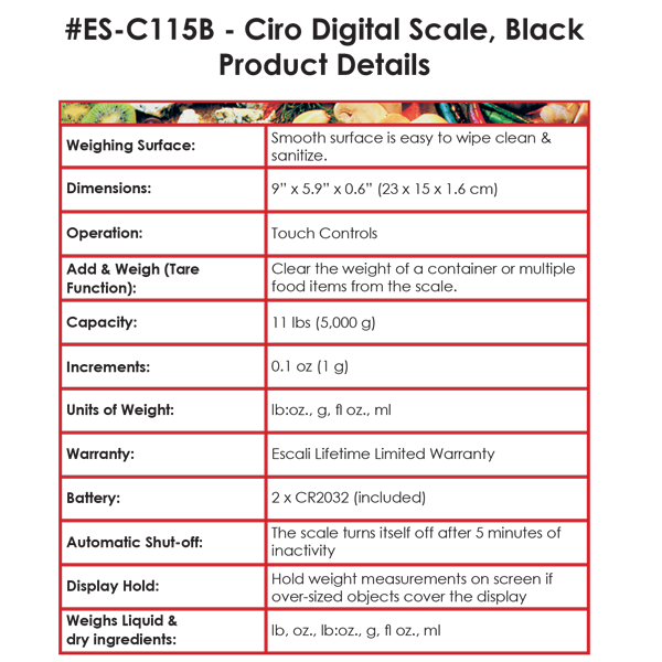 CIRO Digital Scale, Black #5