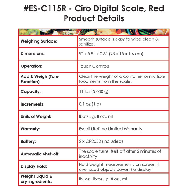 CIRO Digital Scale, Red #5