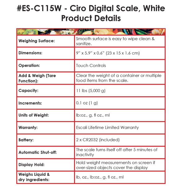 CIRO Digital Scale, White #6