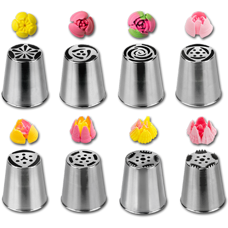 8 Piece Russian Piping Tip Set, Stainless Steel